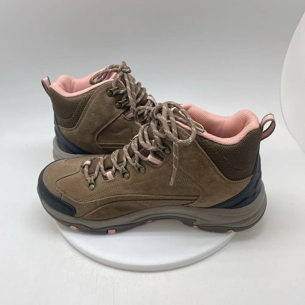 Skechers Boots Womens 10 Relaxed Fit Trego Alpine 167004W Brown Pink Trail Shoes
